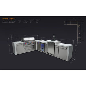 Mont Alpi 6-Burner Deluxe Island With A 90-Degree Corner, Kegerator And Beverage Center - MAi805-D90KEGBEV - MyBBQDirect