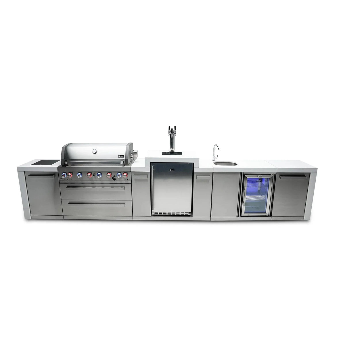 Mont Alpi 805 Deluxe BBQ Grill Island with Kegerator and Beverage Center - MAi805-DKEGBEV - MyBBQDirect