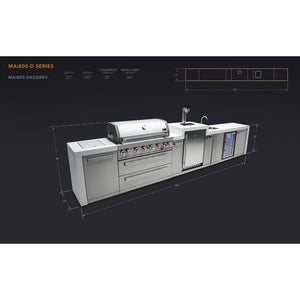 Mont Alpi 805 Deluxe BBQ Grill Island with Kegerator and Beverage Center - MAi805-DKEGBEV - MyBBQDirect