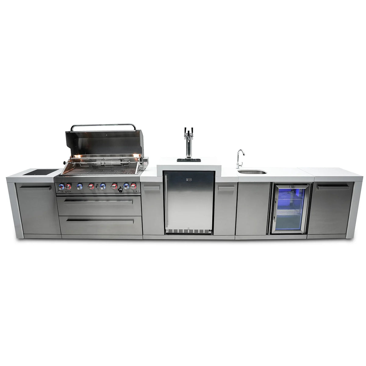 Mont Alpi 805 Deluxe BBQ Grill Island with Kegerator and Beverage Center - MAi805-DKEGBEV - MyBBQDirect
