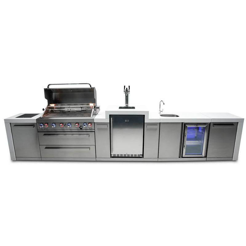 Mont Alpi 805 Deluxe BBQ Grill Island with Kegerator and Beverage Center - MAi805-DKEGBEV