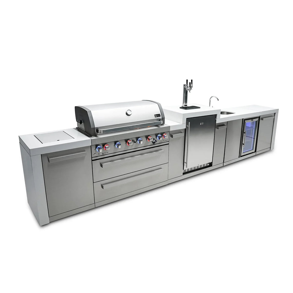 Mont Alpi 805 Deluxe BBQ Grill Island with Kegerator and Beverage Center - MAi805-DKEGBEV - MyBBQDirect