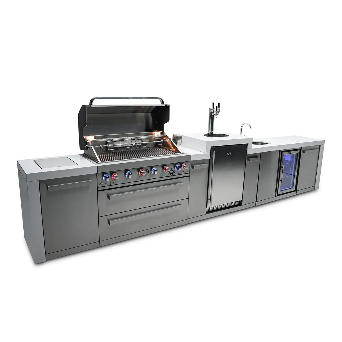 Mont Alpi 805 Deluxe BBQ Grill Island with Kegerator and Beverage Center - MAi805-DKEGBEV - MyBBQDirect