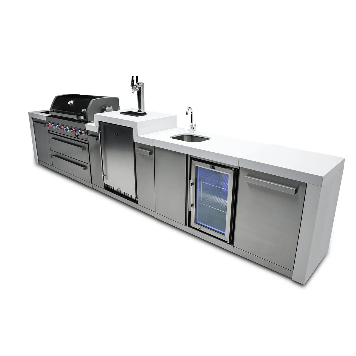 Mont Alpi 805 Deluxe BBQ Grill Island with Kegerator and Beverage Center - MAi805-DKEGBEV - MyBBQDirect