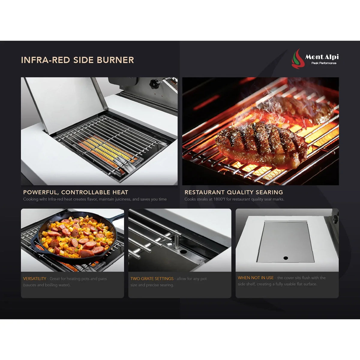 Mont Alpi 805 Deluxe BBQ Grill Island with Kegerator and Fridge Cabinet - MAI805-DKEGFC - MyBBQDirect