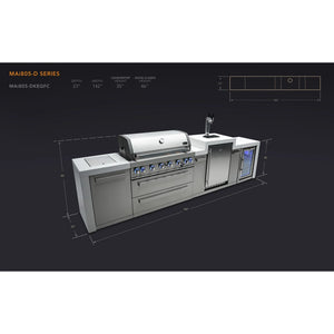 Mont Alpi 805 Deluxe BBQ Grill Island with Kegerator and Fridge Cabinet - MAI805-DKEGFC - MyBBQDirect