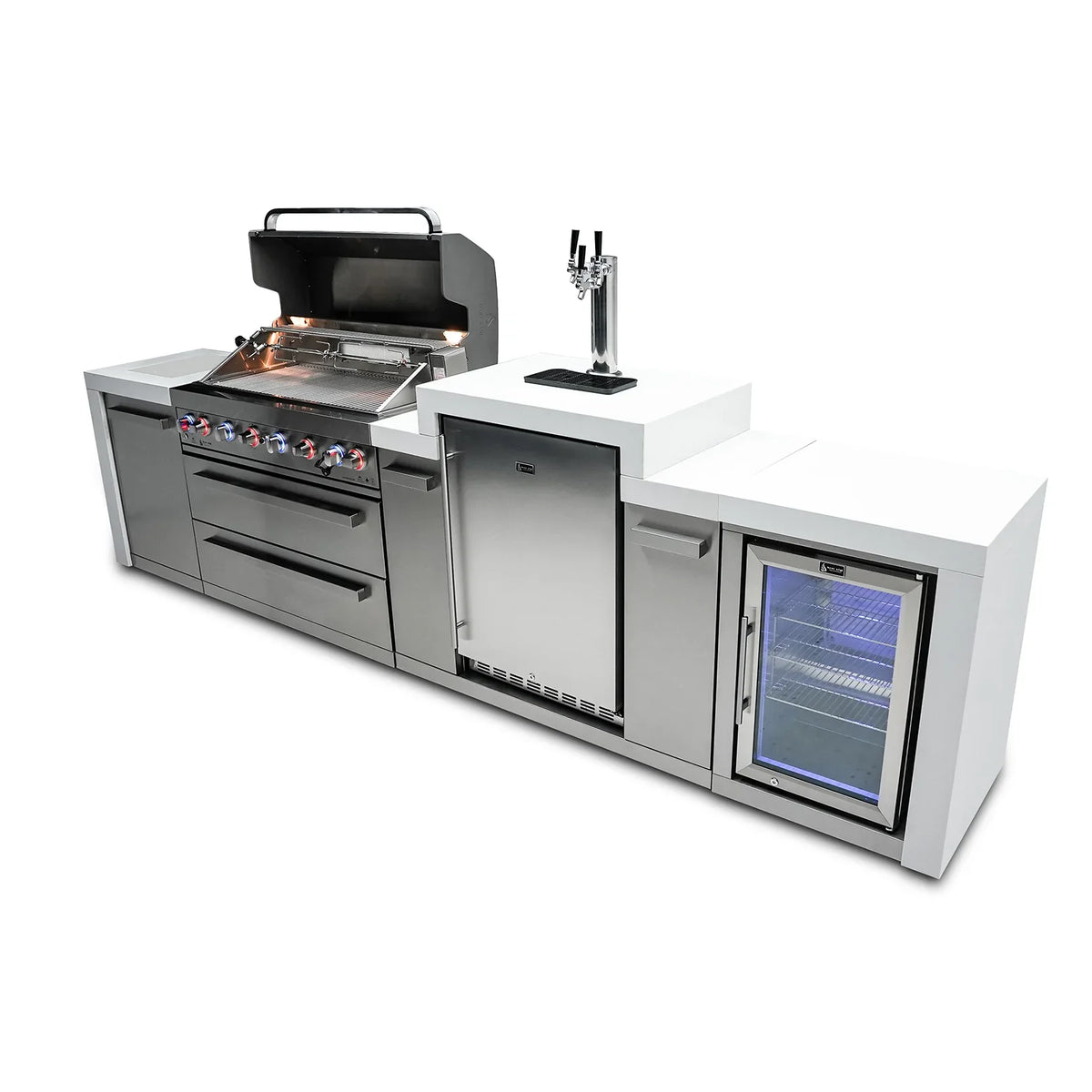Mont Alpi 805 Deluxe BBQ Grill Island with Kegerator and Fridge Cabinet - MAI805-DKEGFC - MyBBQDirect