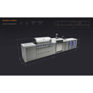 Mont Alpi 805 Deluxe BBQ Grill Island with Kegerator, Beverage Center and Fridge Cabinet - MAi805-DKEGBEVFC - MyBBQDirect