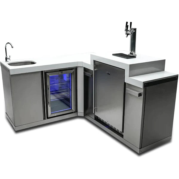 Mont Alpi Beverage Center with 90 Degree Corner and Kegerator - MA-BEV90KEG - MyBBQDirect