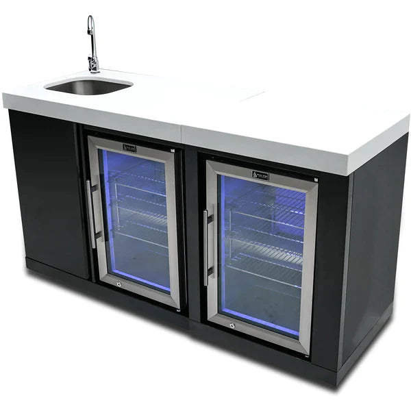 Mont Alpi Black Stainless Steel Beverage Center and Fridge Cabinet - MA-BEVBSSFC - MyBBQDirect