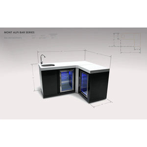 Mont Alpi Black Stainless Steel Beverage Center with 90 Degree Corner and fridge Cabinet - MA-BEVBSS90FC - MyBBQDirect