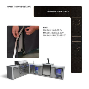 Mont Alpi 805 island cover with 90 degree corner, kegerator and beverage center, COVMAi805-90KEGBEV