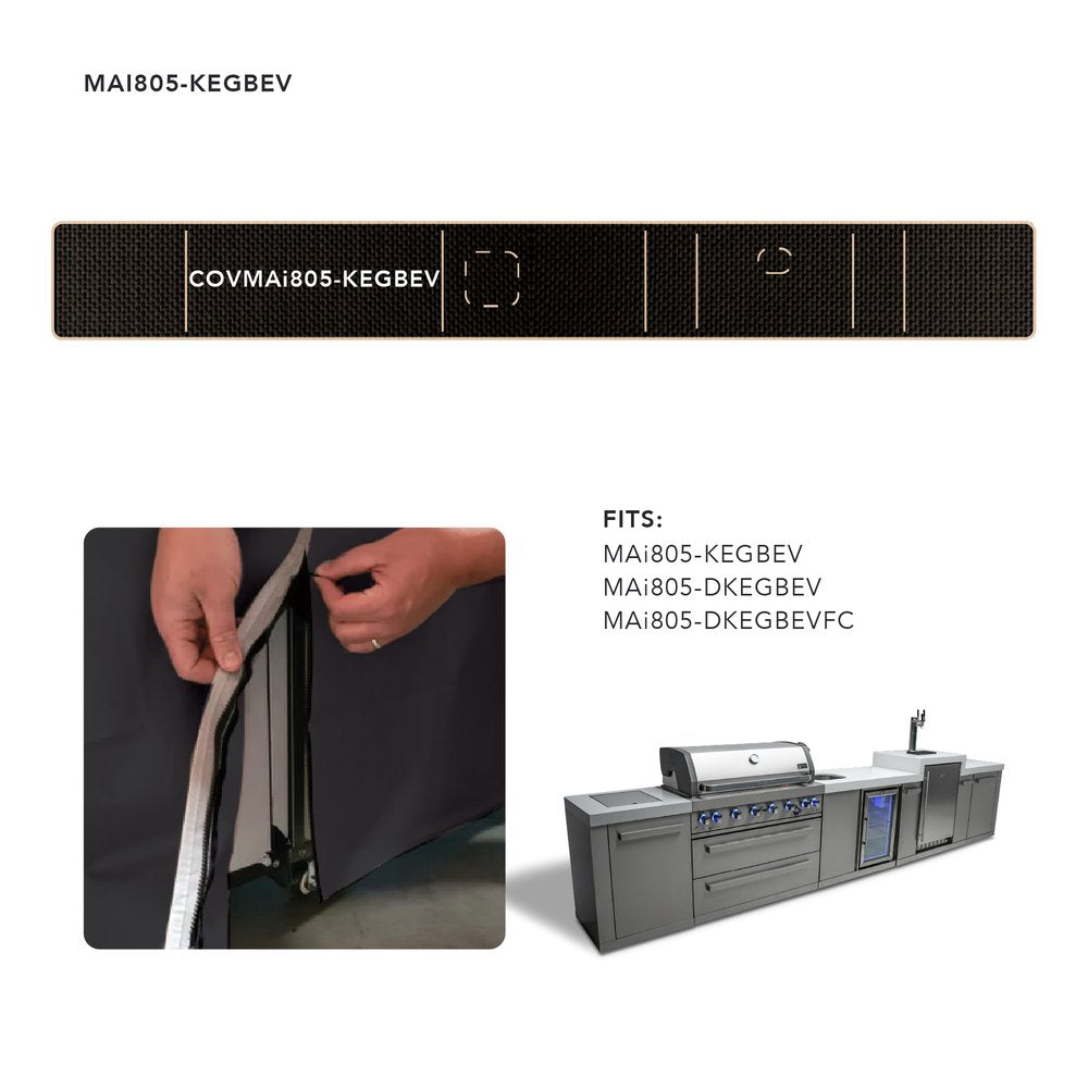 Mont Alpi Cover for 805 Island with a Kegerator and a Beverage Center - COVMAi805-KEGBEV - MyBBQDirect