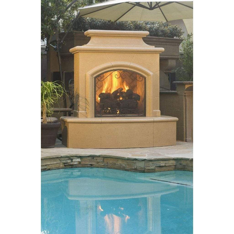 American Fyre Designs 65" Mariposa Vented Gas Fireplace with 16” Radiused Bullnose No Recess 073-01-N-WA-RUC