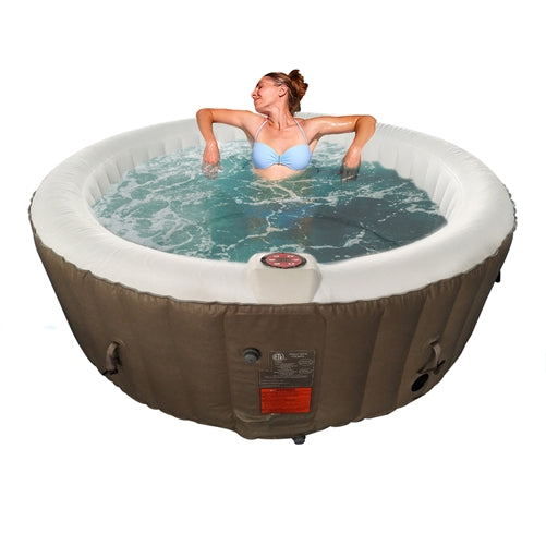 Aleko 4 Person Round Inflatable Hot Tub Spa with Cover - primeply