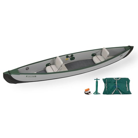 Sea Eagle Travel Canoe 16 Inflatable Canoe 3 Person Electric Pump Package - TC16K_EP3