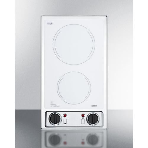 Summit 12" Wide 115V 2-Burner Radiant Cooktop - CR2B120WH - MyBBQDirect