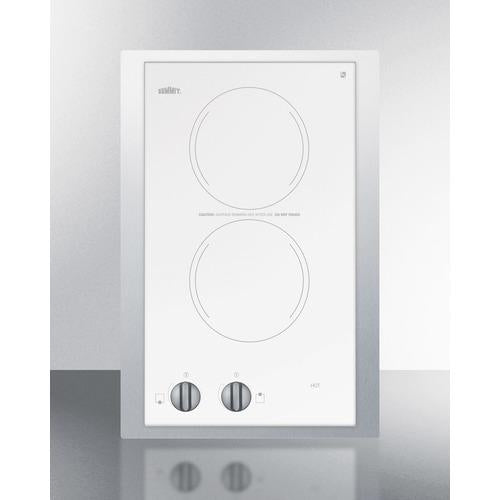 Summit 15" Wide 230V 2-Burner Radiant Cooktop - CR2220WHTK15 - MyBBQDirect