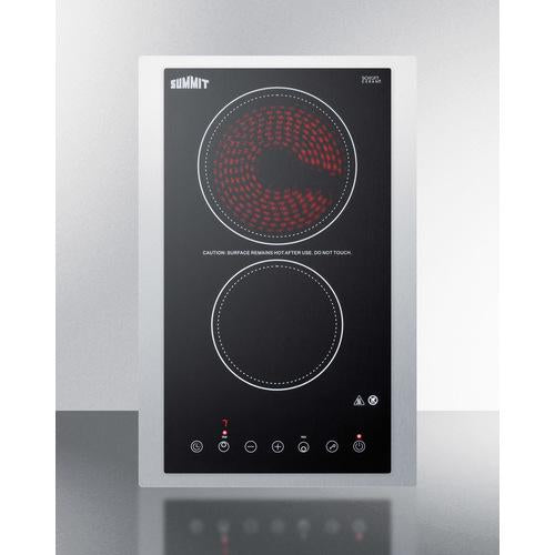 Summit 15" Wide 230V 2-Burner Radiant Cooktop - CR2B23T3BTK15 - MyBBQDirect