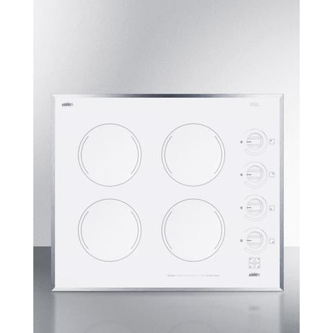 Summit 24" Wide 230V 4-Burner Radiant Cooktop - CR424WH - MyBBQDirect