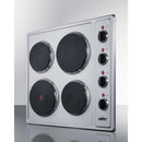 Summit 24" Wide 230V 4-Burner Solid Disk Cooktop - CSD4B24