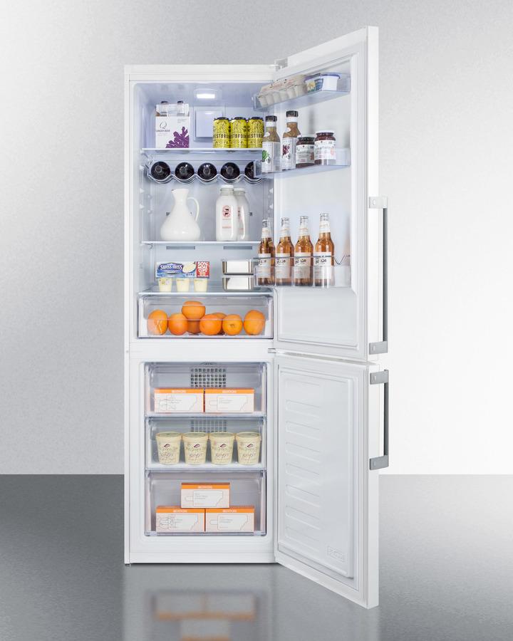 Summit 24" Wide Bottom Freezer Refrigerator in White with Digital Controls - FFBF241W