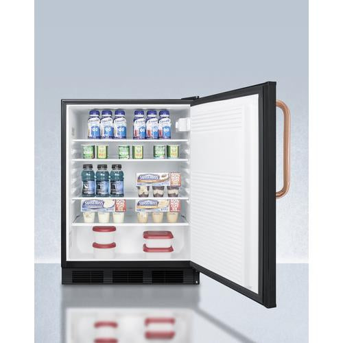 Summit 24" Wide Built-In All-Refrigerator with Antimicrobial Pure Copper Handle ADA Compliant - FF7LBLKBITBCADA - MyBBQDirect