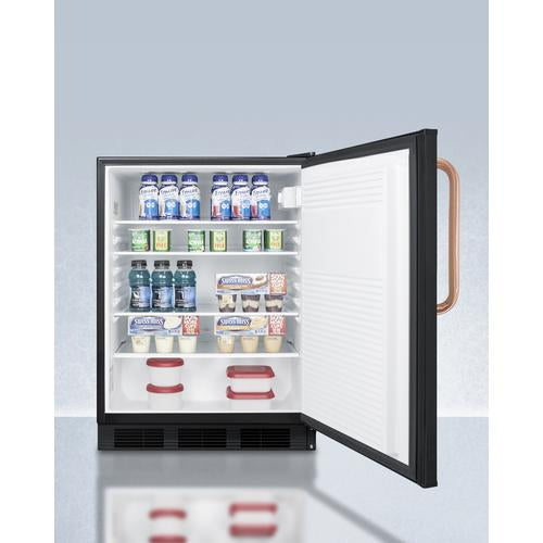 Summit 24" Wide Built-In All-Refrigerator with Antimicrobial Pure Copper Handle ADA Compliant - FF7LBLKBITBCADA