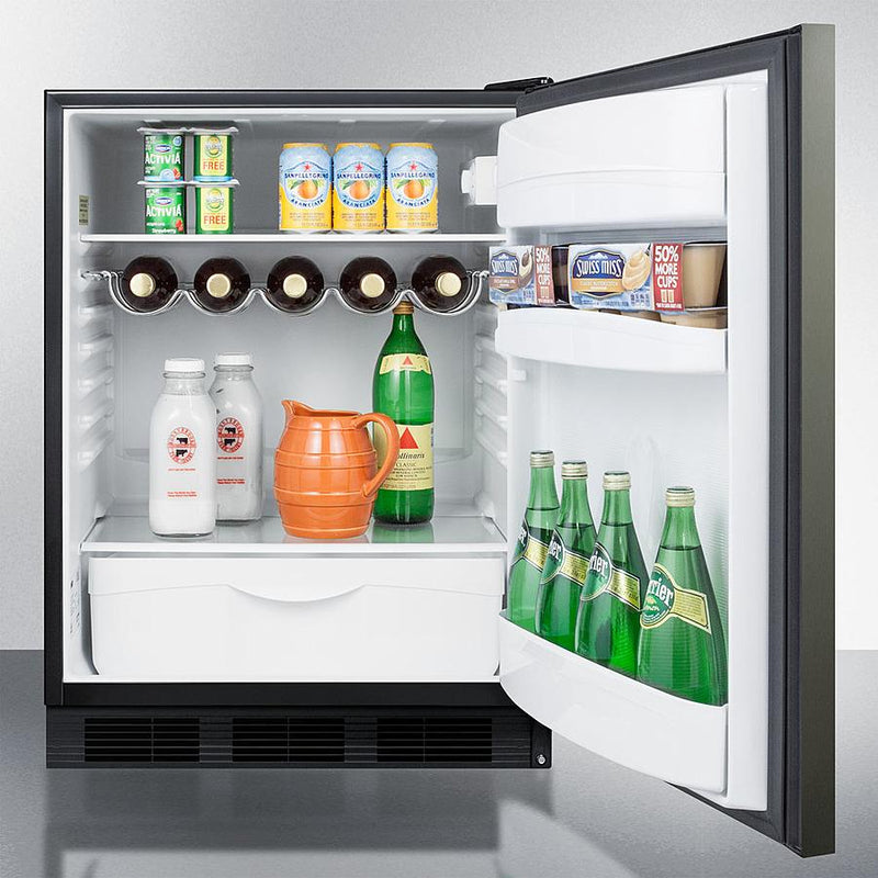Summit 24" Wide Built-In All-Refrigerator With Horizontal Handle - FF63BKBIKSHH