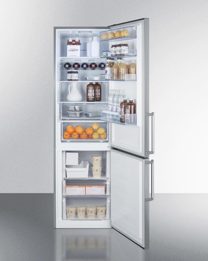 Summit 24" Wide Built-In Bottom Freezer Refrigerator With Icemaker - FFBF192SSBIIM