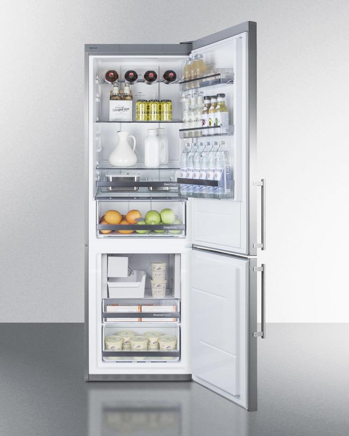 Summit 24" Wide Built-In Bottom Freezer Refrigerator With Icemaker - FFBF249SSBIIM