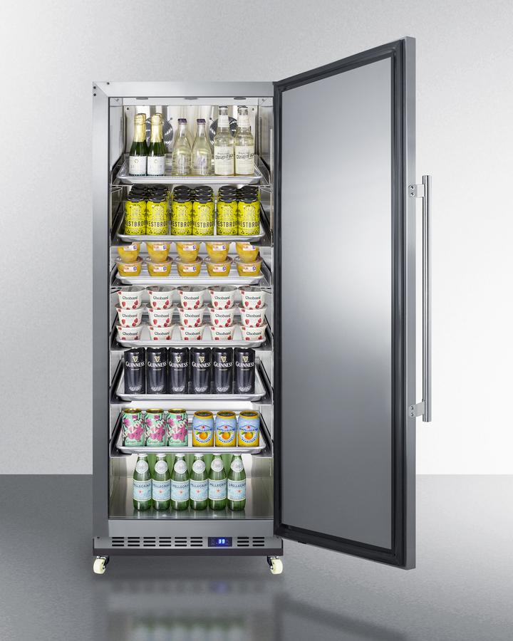 Summit 24" Wide Mini Reach-In All-Refrigerator with Dolly in Stainless Steel - FFAR121SSRI - MyBBQDirect