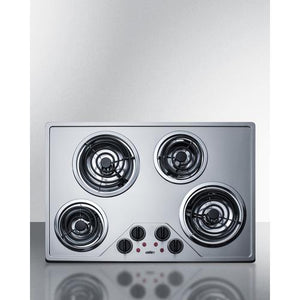 Summit 30" Wide 230V 4-Burner Coil Cooktop - CR430SS