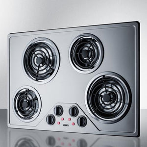Summit 30" Wide 230V 4-Burner Coil Cooktop - CR430SS