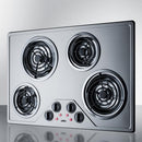 Summit 30" Wide 230V 4-Burner Coil Cooktop - CR430SS