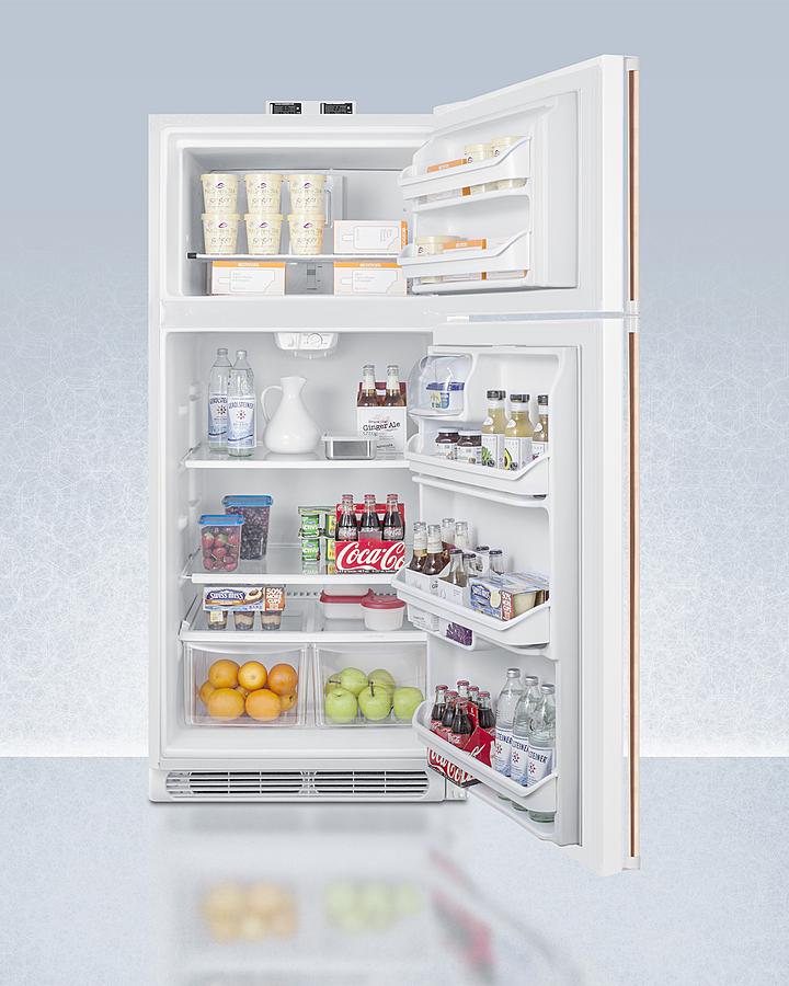 Summit 30" Wide Break Room Refrigerator-Freezer with Antimicrobial Pure Copper Handle - BKRF18WCP