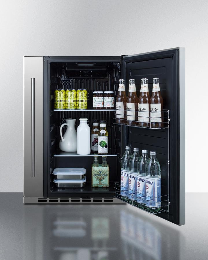 Summit Shallow Depth 24" Wide Built-In All-Refrigerator With Slide-Out Storage Compartment - FF19524 - MyBBQDirect