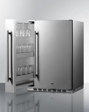 Summit Shallow Depth 24" Wide Built-In All-Refrigerator With Slide-Out Storage Compartment - FF19524 - MyBBQDirect