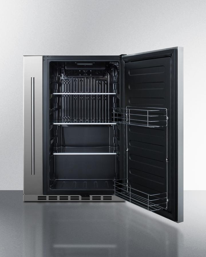 Summit Shallow Depth 24" Wide Built-In All-Refrigerator With Slide-Out Storage Compartment - FF19524 - MyBBQDirect