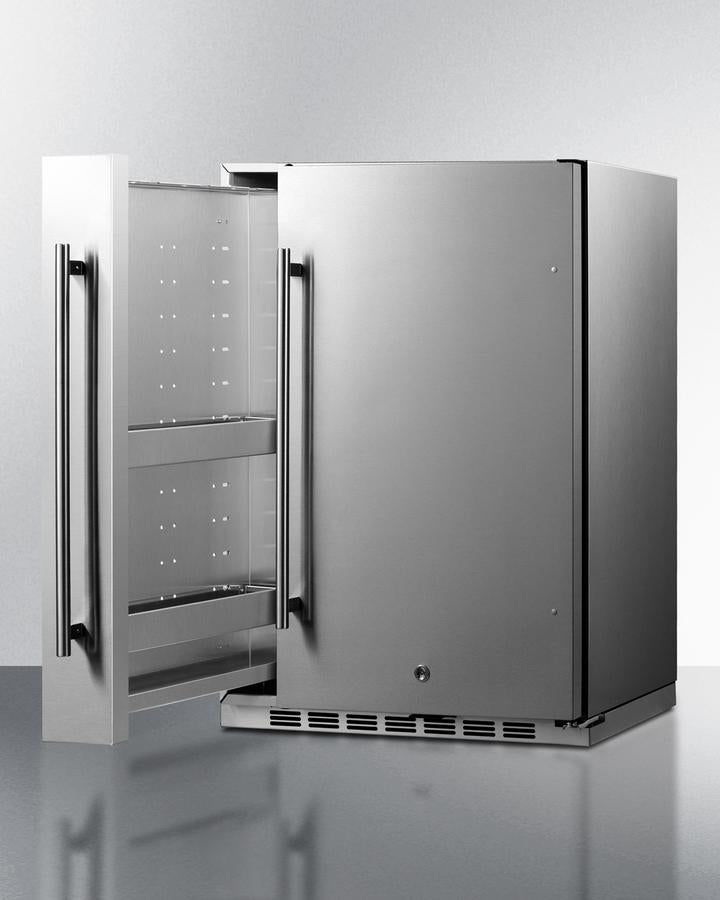 Summit Shallow Depth 24" Wide Built-In All-Refrigerator With Slide-Out Storage Compartment - FF19524 - MyBBQDirect