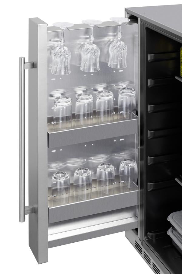 Summit Shallow Depth 24" Wide Built-In All-Refrigerator With Slide-Out Storage Compartment - FF19524 - MyBBQDirect