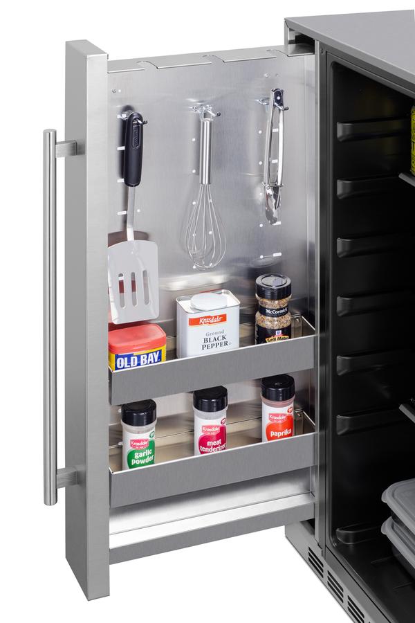 Summit Shallow Depth 24" Wide Built-In All-Refrigerator With Slide-Out Storage Compartment - FF19524 - MyBBQDirect