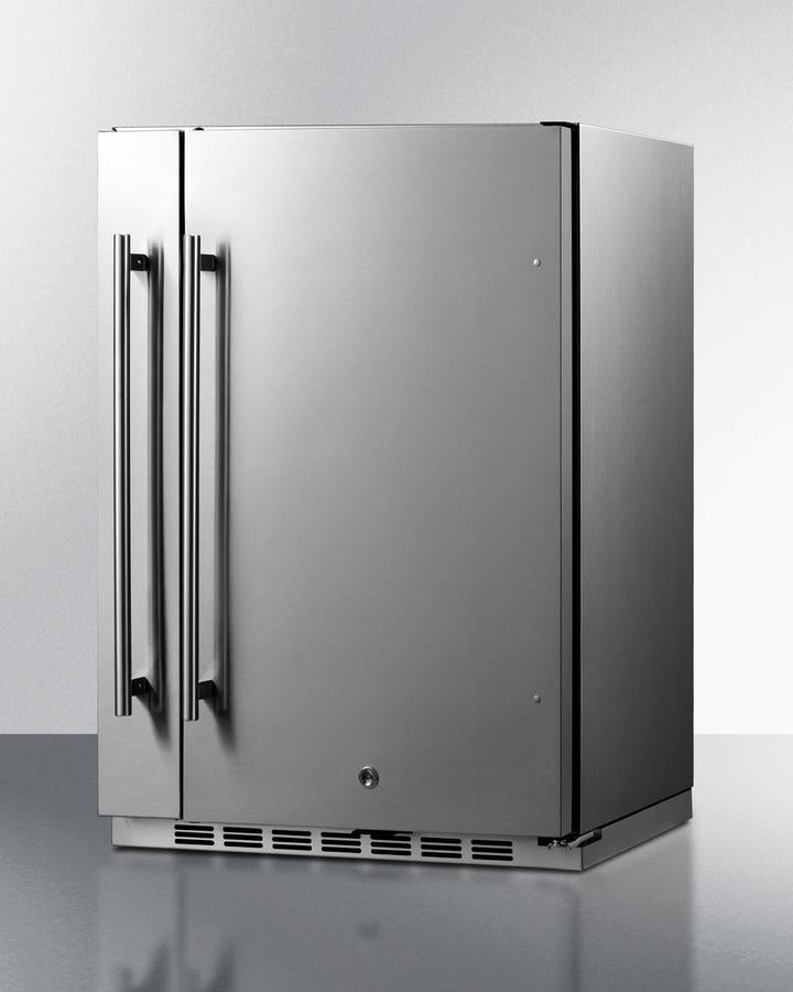 Summit Shallow Depth 24" Wide Built-In All-Refrigerator With Slide-Out Storage Compartment - FF19524 - MyBBQDirect