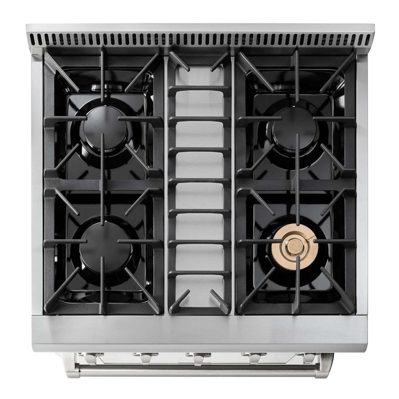 Thor Kitchen 2-Piece Pro Appliance Package - 30-Inch Gas Range & Pro-Style Wall Mount Hood in Stainless Steel