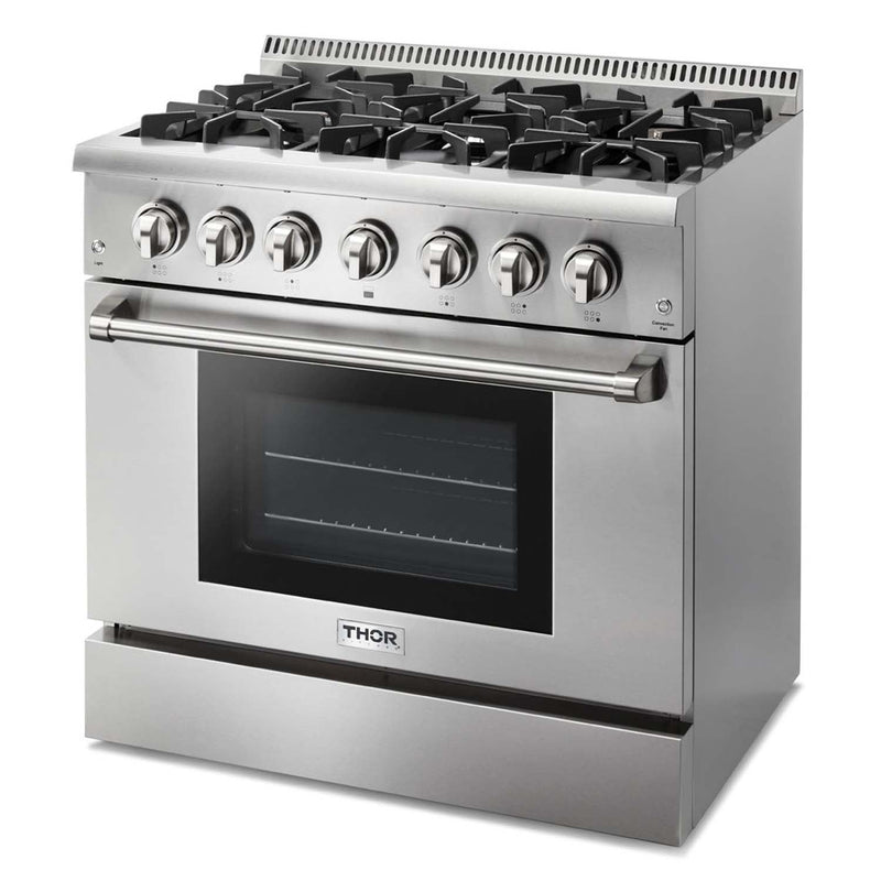 Thor Kitchen 2-Piece Pro Appliance Package - 36-Inch Dual Fuel Range & Premium Under Cabinet Hood in Stainless Steel