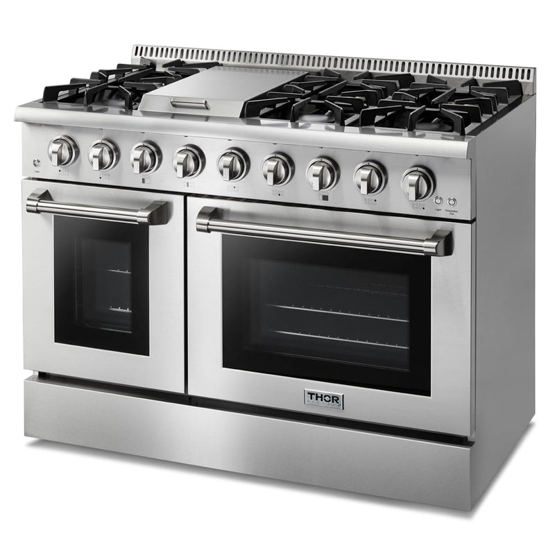 Thor Kitchen 2-Piece Pro Appliance Package - 48-Inch Gas Range & Under Cabinet 11-Inch Tall Hood in Stainless Steel