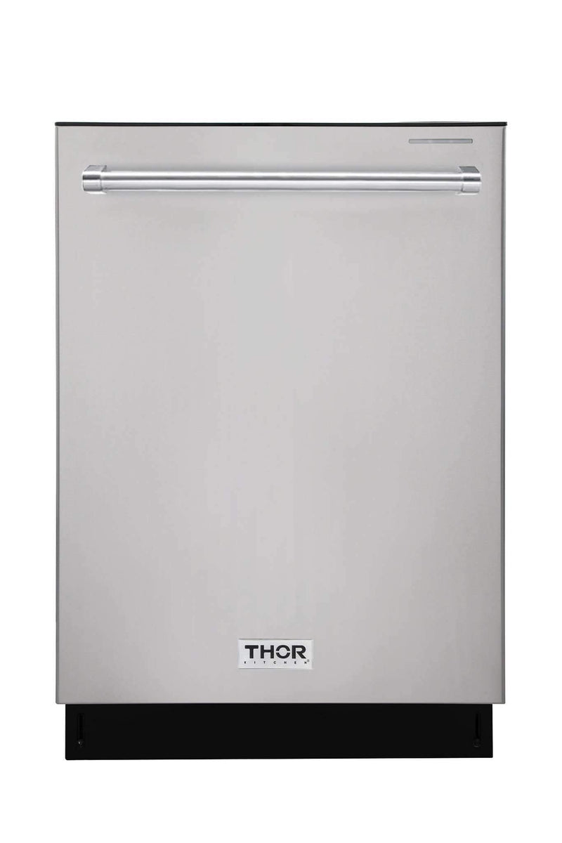 Thor Kitchen 4-Piece Appliance Package - 30-Inch Gas Range, Wall Mount Range Hood, Refrigerator, and Dishwasher in Stainless Steel