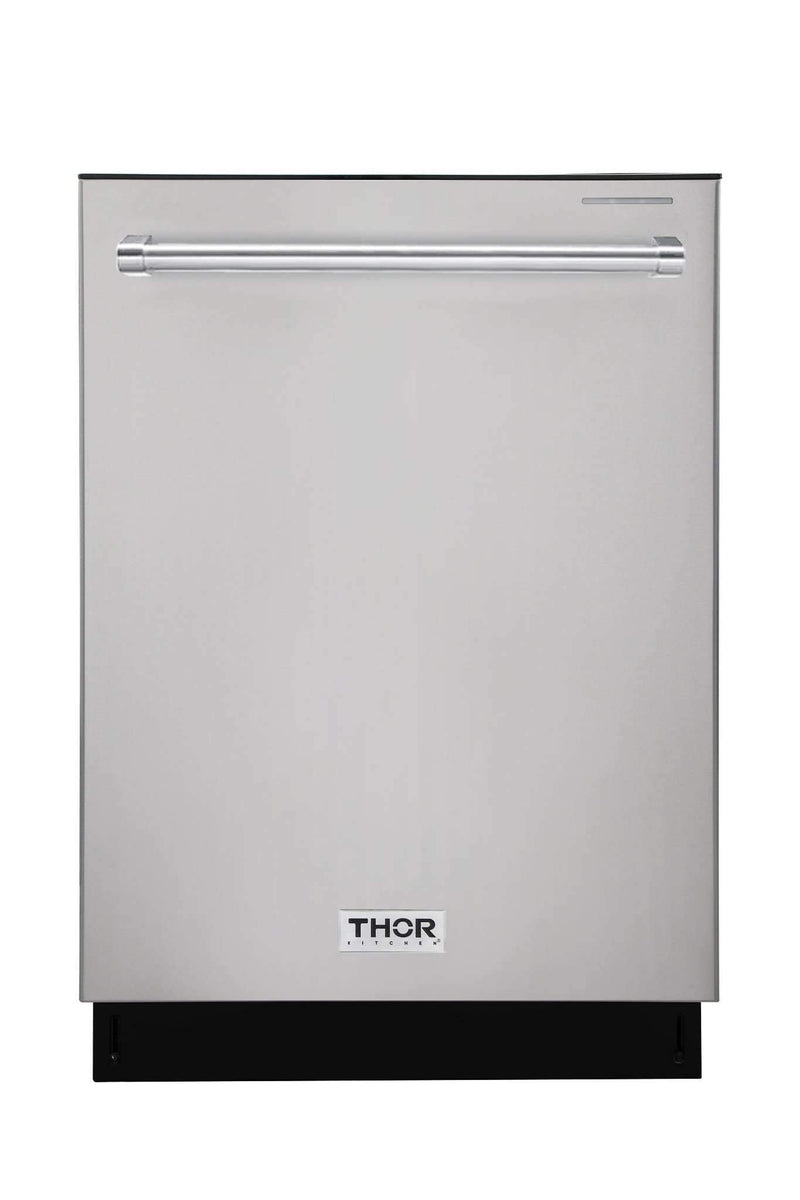 Thor Kitchen 6-Piece Appliance Package - 36-Inch Gas Range, Pro-Style Wall Mount Range Hood, Refrigerator, Dishwasher, Microwave, and Wine Cooler in Stainless Steel