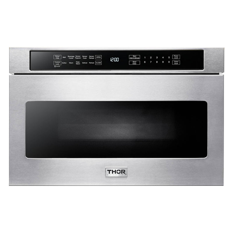 Thor Kitchen 5-Piece Appliance Package - 30-Inch Gas Range, Under Cabinet Range Hood, Refrigerator, Dishwasher, and Microwave in Stainless Steel