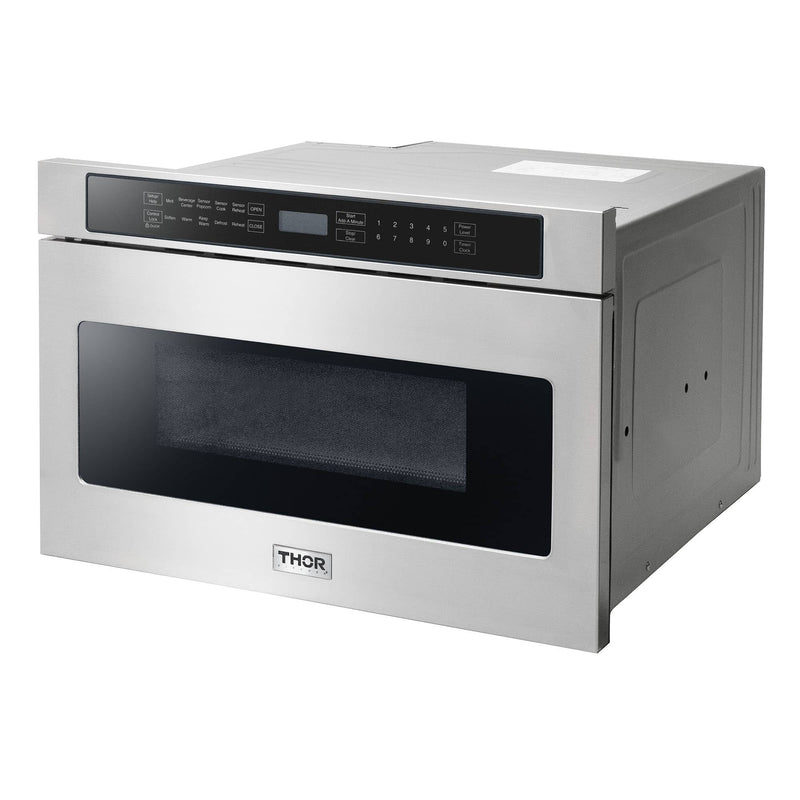 Thor Kitchen 4-Piece Appliance Package - 30-Inch Gas Range, Refrigerator, Dishwasher, and Microwave in Stainless Steel